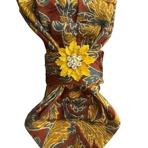 Reimagined necktie pendant with Vintage Jewelry Accent. (Necklace not included)
